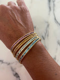 Brushed Gold Aquamarine Bangle